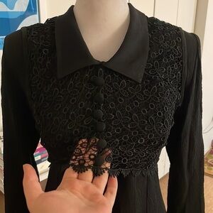 Vintage 70s Ultra Dress 👗 black mini dress with adjustable wrap lace top